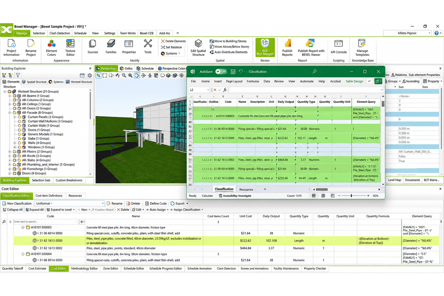 BEXEL Manager 5D cost planning with BIM quantities, estimates, and project budgets.