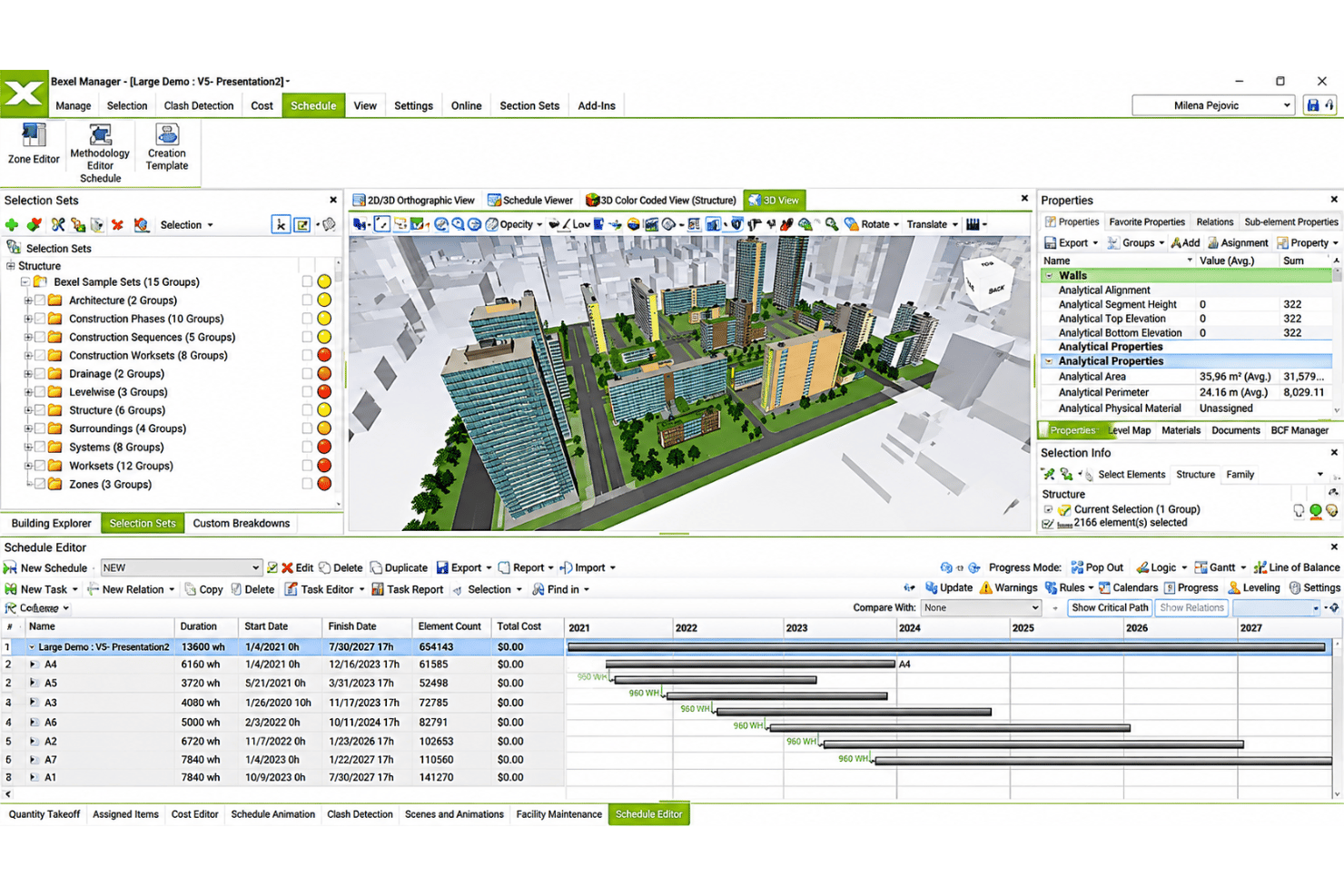 BEXEL Manager offers detailed BIM project controls with 4D/5D simulation and progress tracking.
