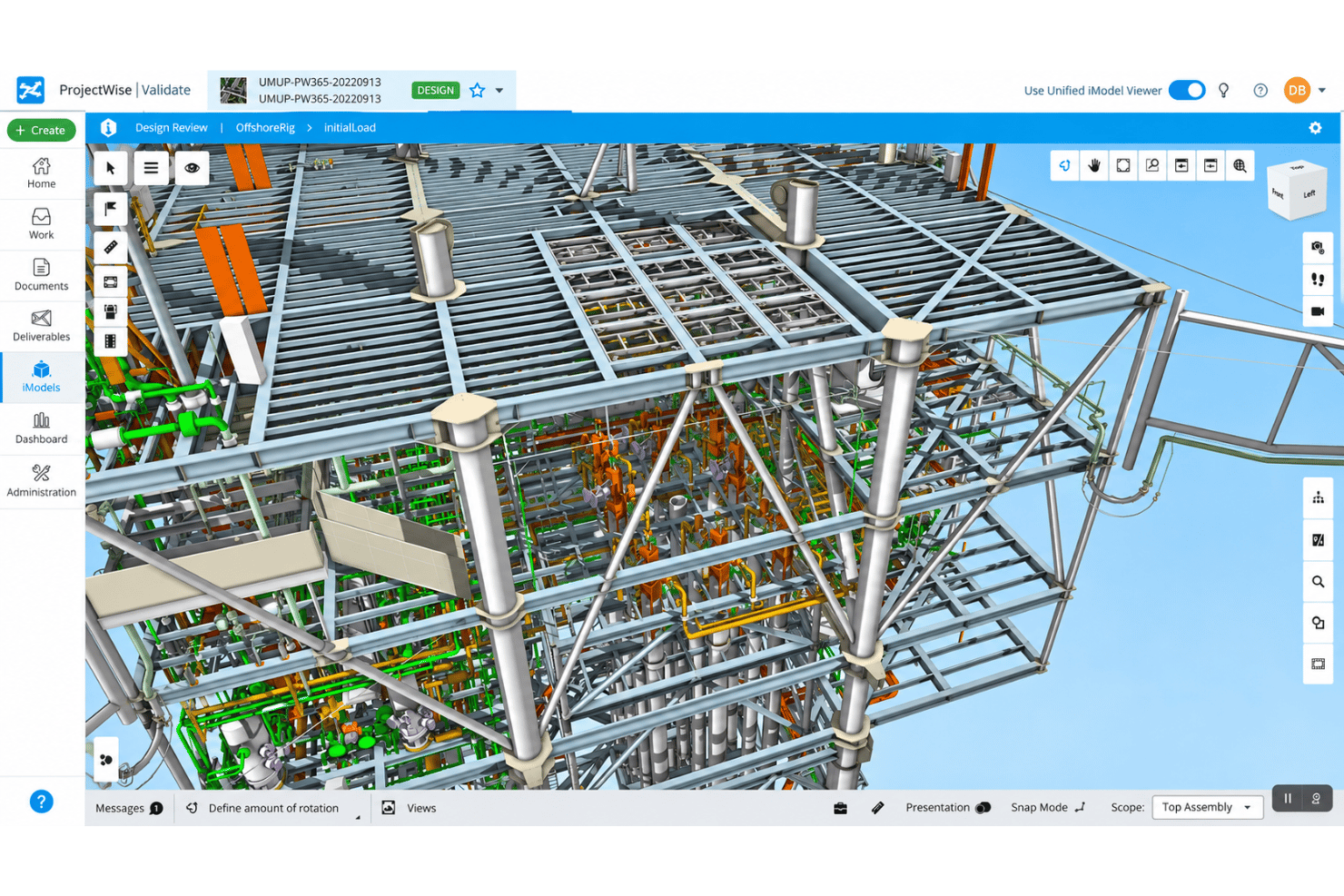 Bentley ProjectWise design reviews with 2D drawings, 3D models, 4D visualization, and markups.