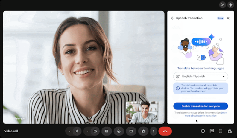 Google Meet Real-Time Speech Translation Now Available