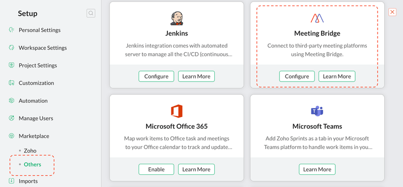 Zoho Sprints Adds Google Meet Support in MeetingBridge