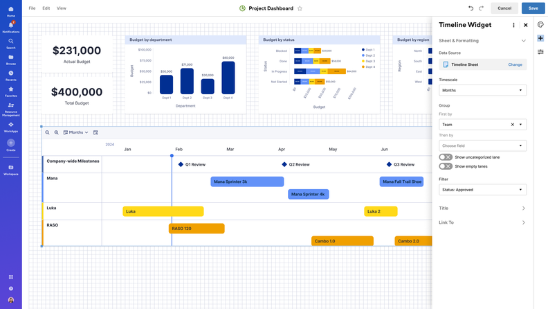Timeline View Widget for Smartsheet Dashboards