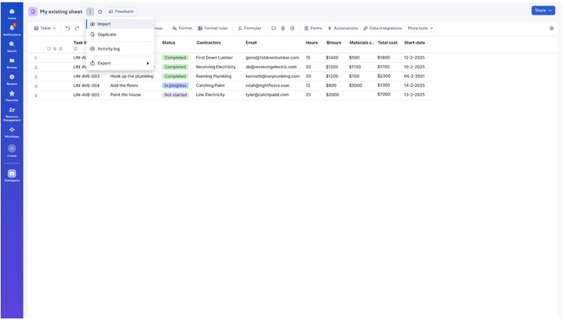 Smartsheet Adds Direct Data Import to Existing Sheets