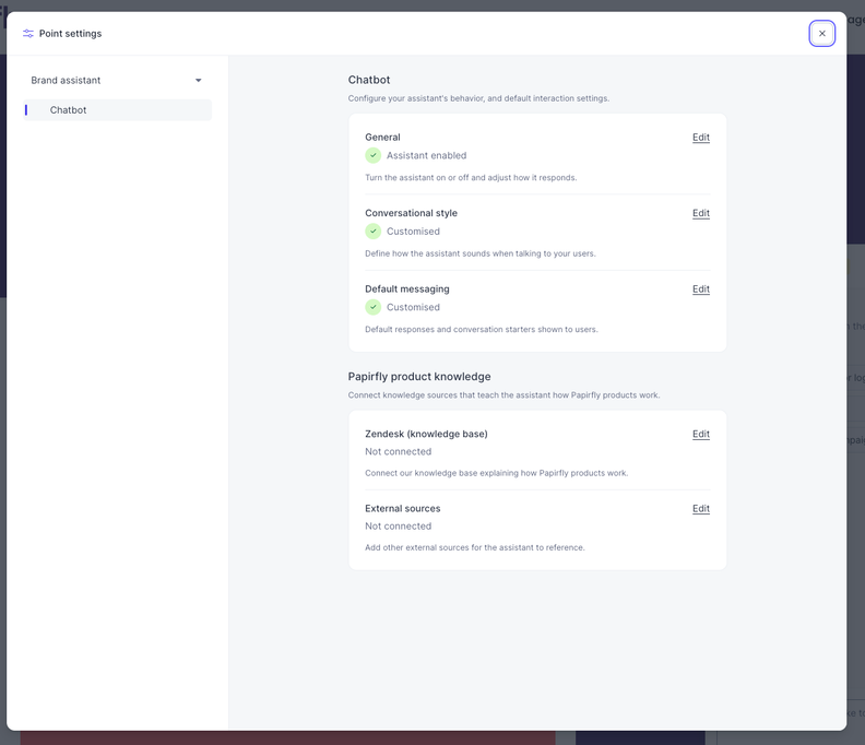 Papirfly Point Adds Brand Assistant Admin Controls