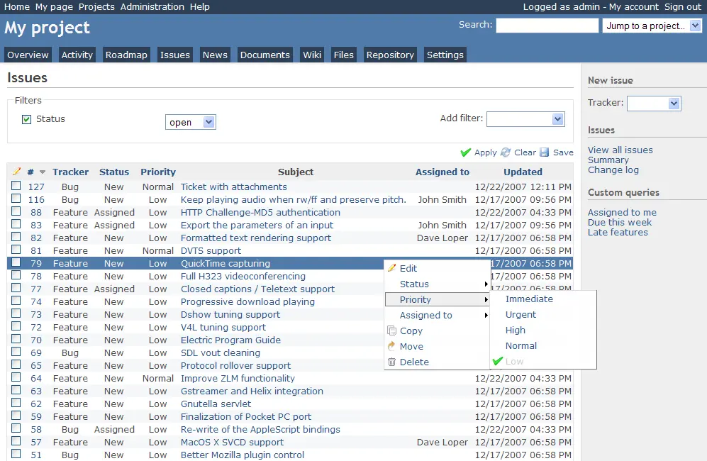 screenshot - Redmine Project Management Software Review for 2025