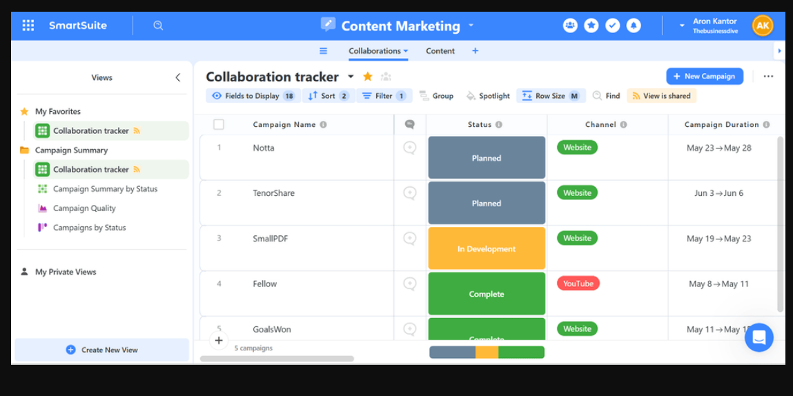 screenshot - SmartSuite Review: Pros, Cons, Features, and Pricing