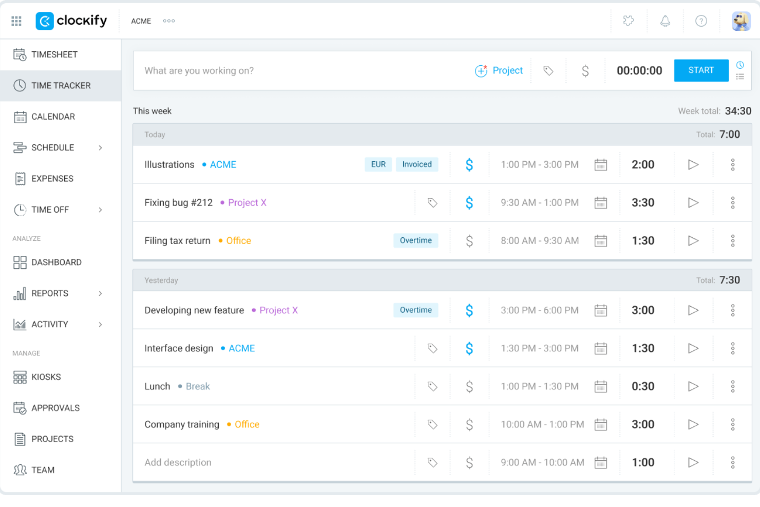 screenshot - Clockify Review: Pros, Cons, Features and Pricing