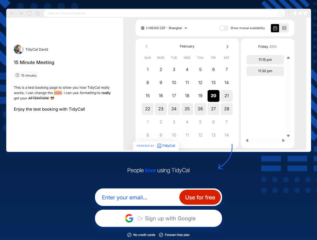 screenshot - TidyCal Review: Pros, Cons, Features and Pricing
