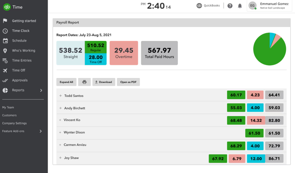 screenshot - QuickBooks Time Review: Pros, Cons, Features and Pricing QuickBooks