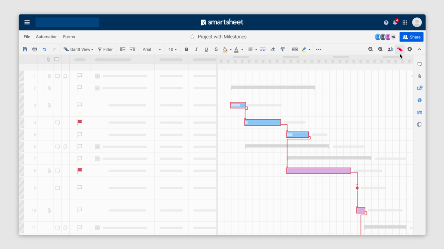 Smartsheet screenshot - 10 Mejores Alternativas a Microsoft Project para Gestores de Proyectos en 2026