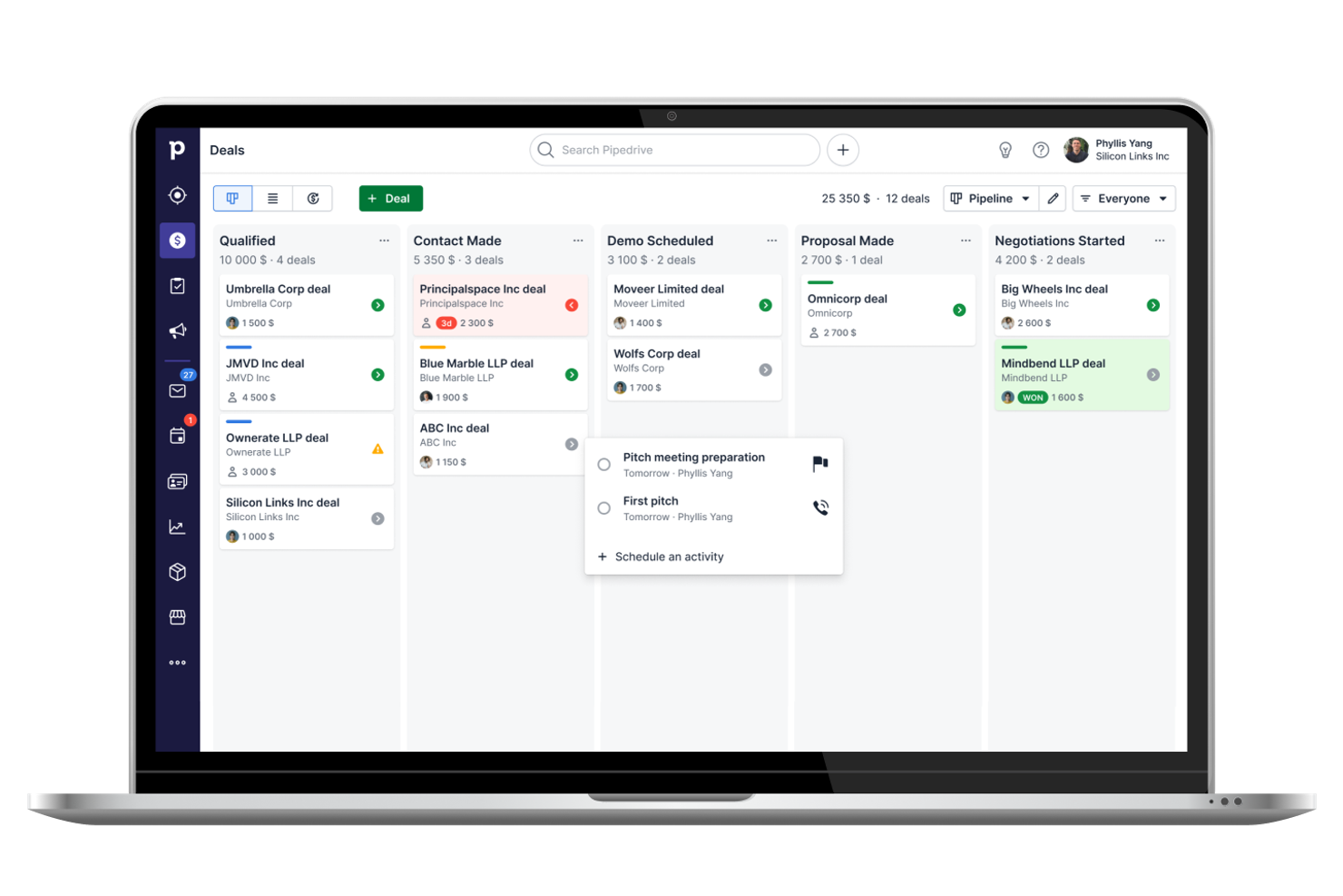 Pipedrive screenshot - 17 Meilleures Alternatives à Bitrix24 pour 2026