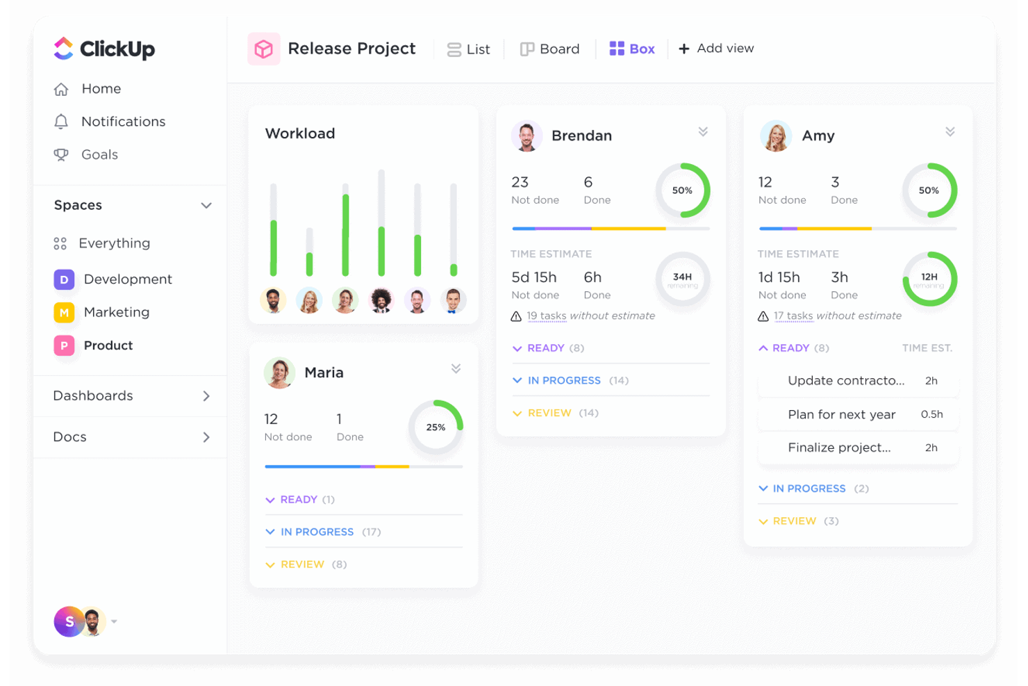 ClickUp screenshot - 17 Meilleures Alternatives à Bitrix24 pour 2026