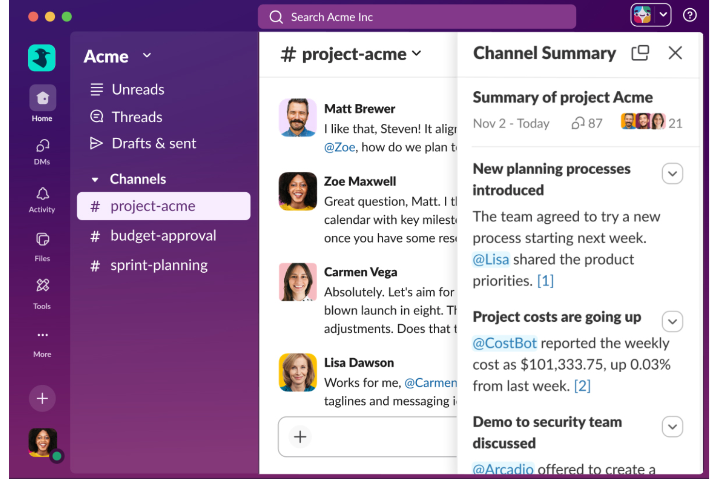Slack screenshot - 15 meilleures alternatives à Meta Workplace pour 2026