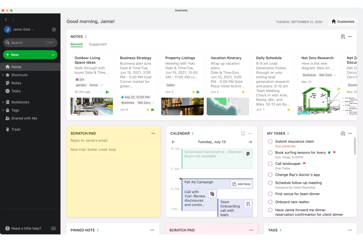 Evernote screenshot - 10 meilleures alternatives à Quip pour la collaboration en équipe en 2026