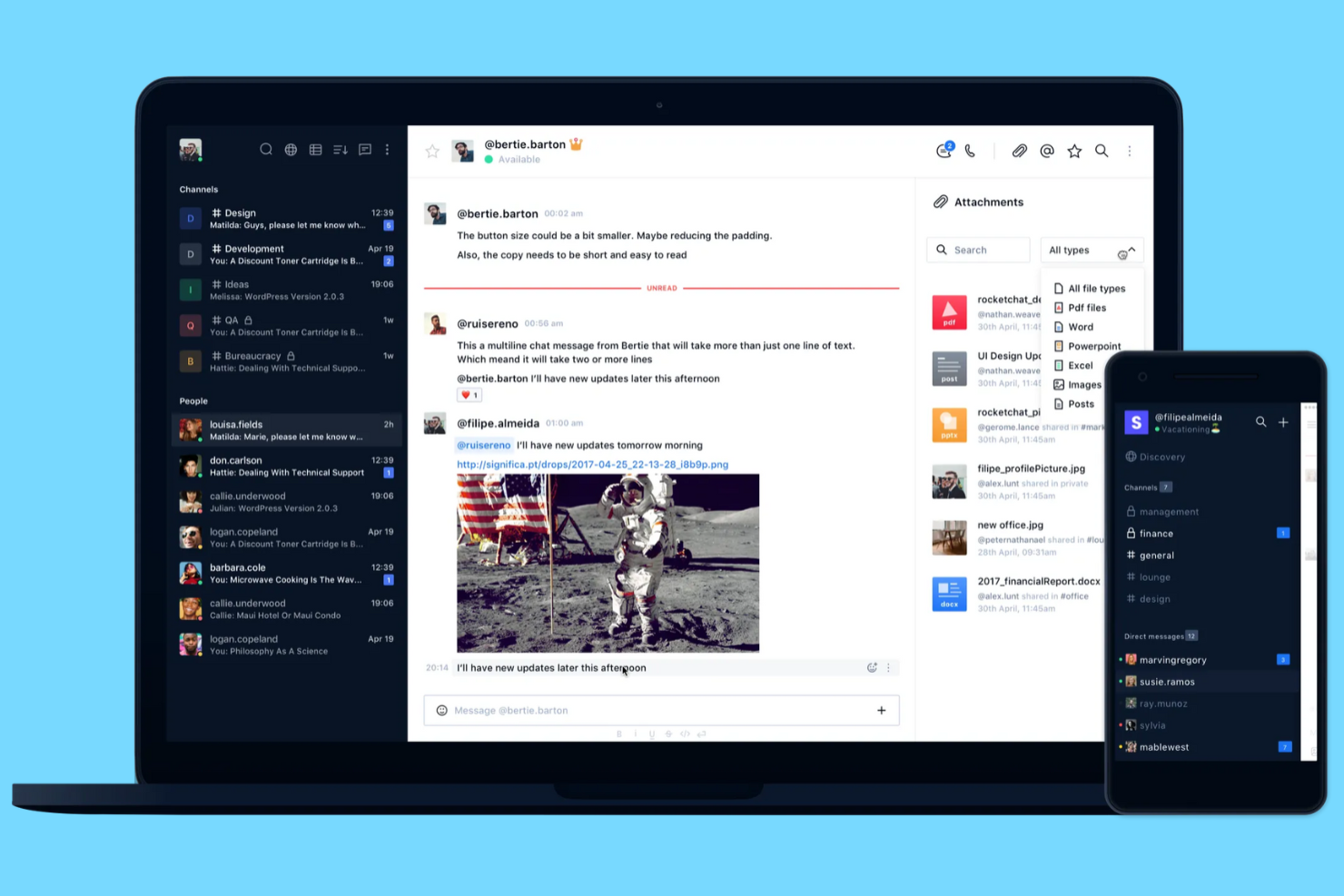 Rocket.Chat screenshot - 15 Logiciels de Collaboration Open Source à Découvrir en 2026