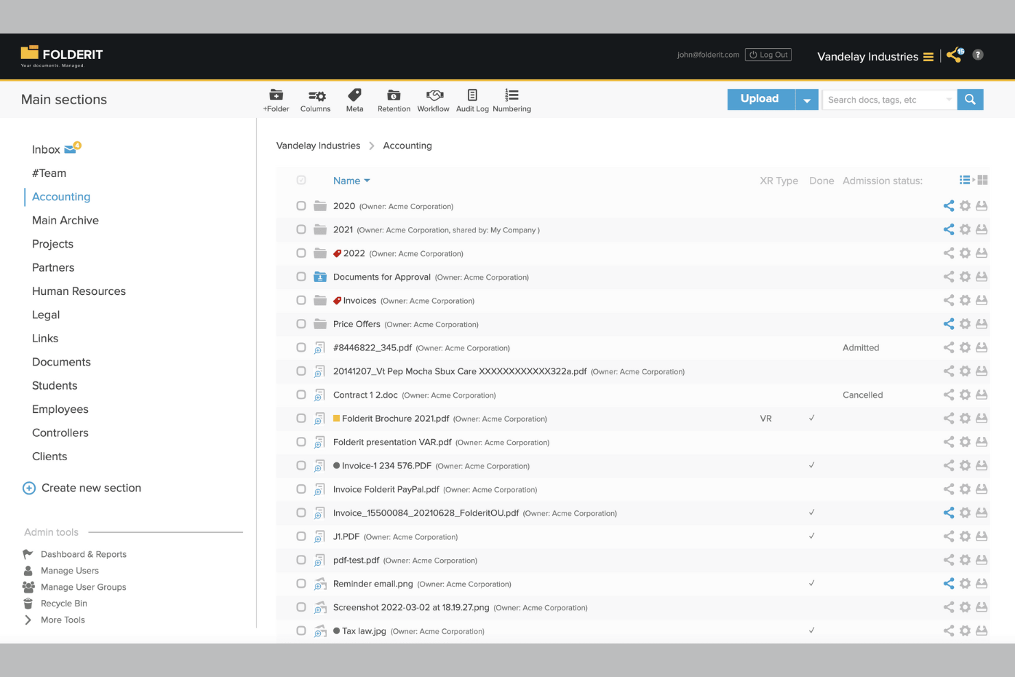 Folderit screenshot - 10 systèmes de gestion documentaire en marque blanche en 2026