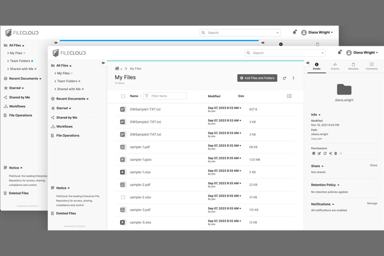 FileCloud screenshot - 13 systèmes de gestion de documents en marque blanche en 2026