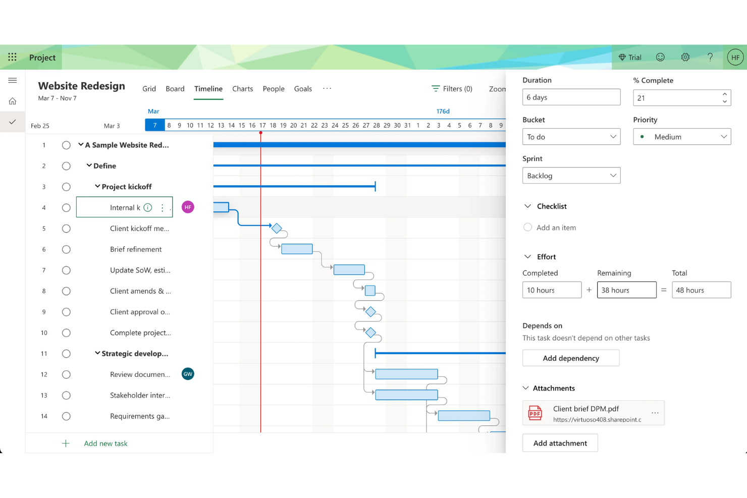 Microsoft Project screenshot - 10 Outils de gestion de projet de développement logiciel en 2026