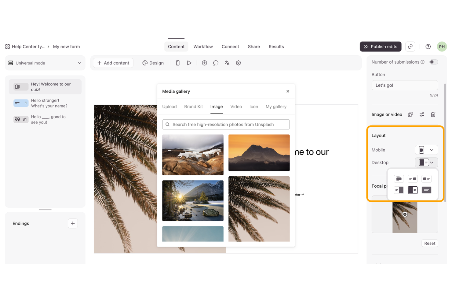 Typeform screenshot - 10 Meilleurs Logiciels Gratuits d’Intégration de Clients en 2026