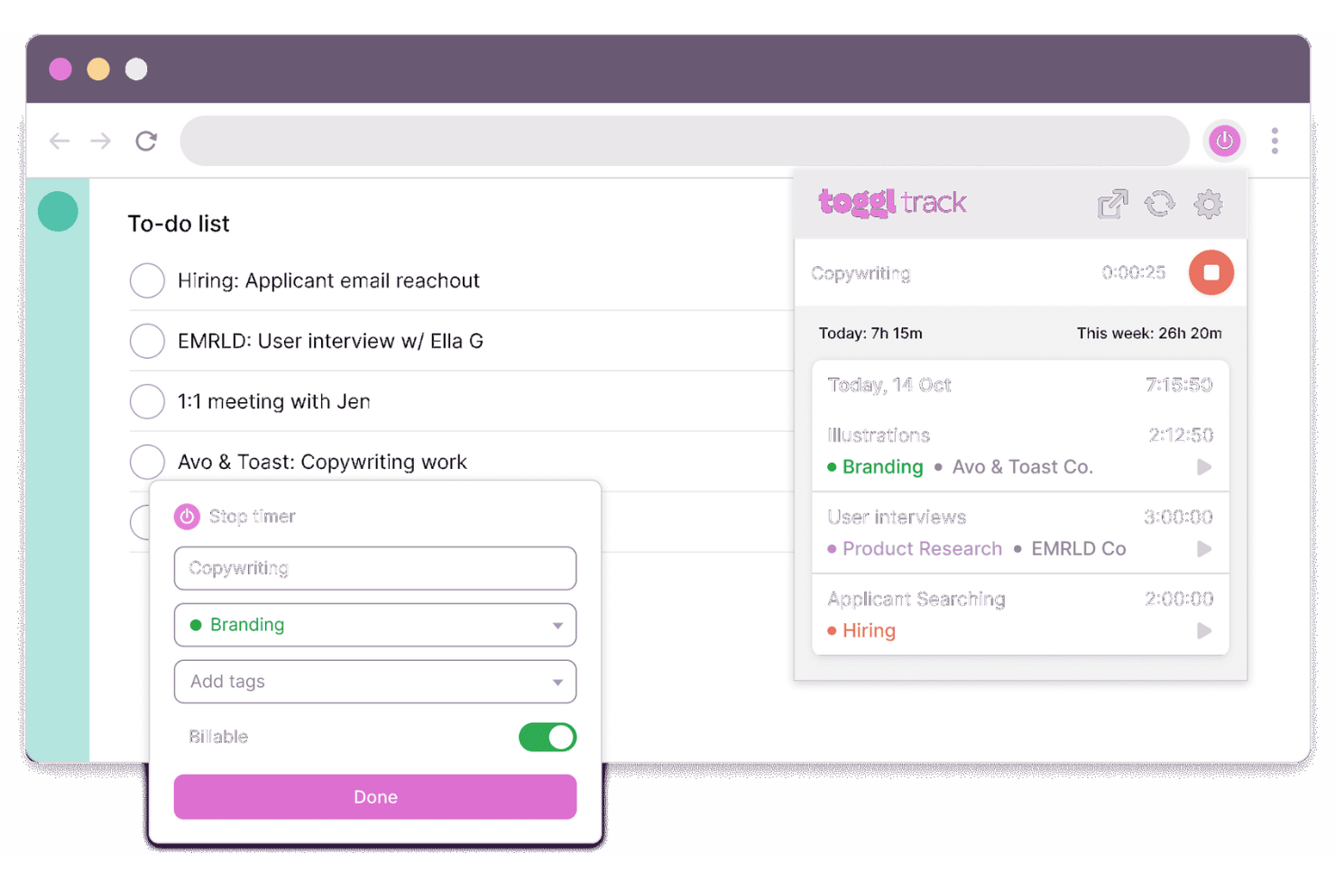 Toggl Track screenshot - 14 Meilleures Applications de Productivité Gratuites pour 2026
