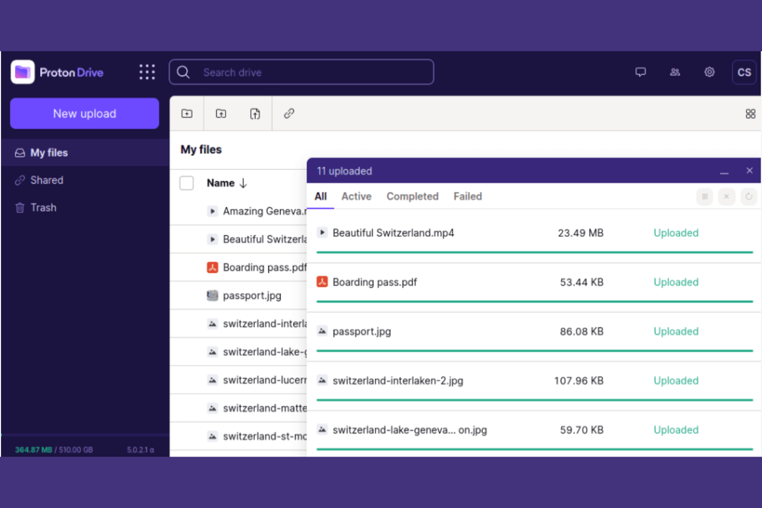 Proton Drive screenshot - 13 meilleures alternatives à Dropbox examinées en 2026
