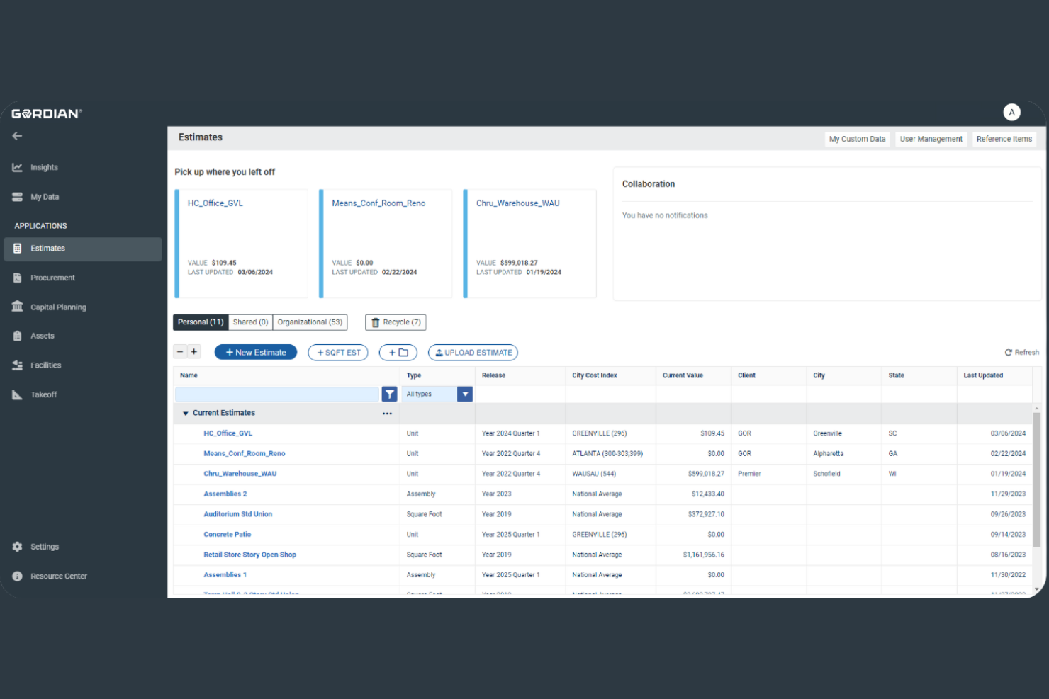 RSMeans Data Online screenshot - 10 Meilleurs Logiciels d’Estimation de Construction Évalués en 2026