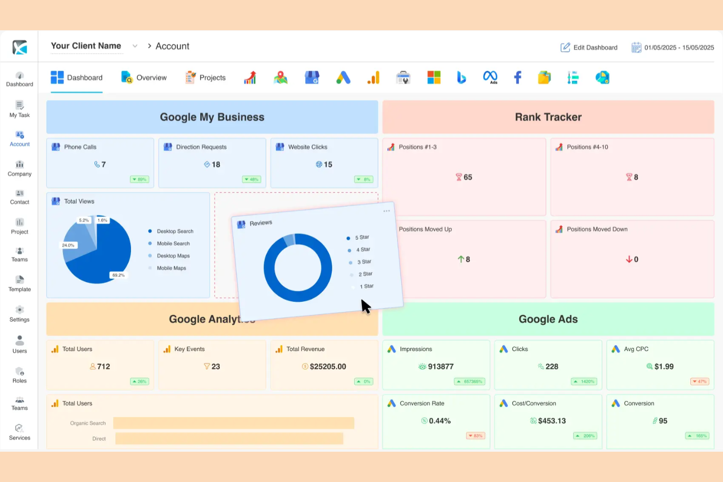 DAXRM screenshot - 12 Beste SEO-Kundenmanagement-Software im Jahr 2026 bewertet