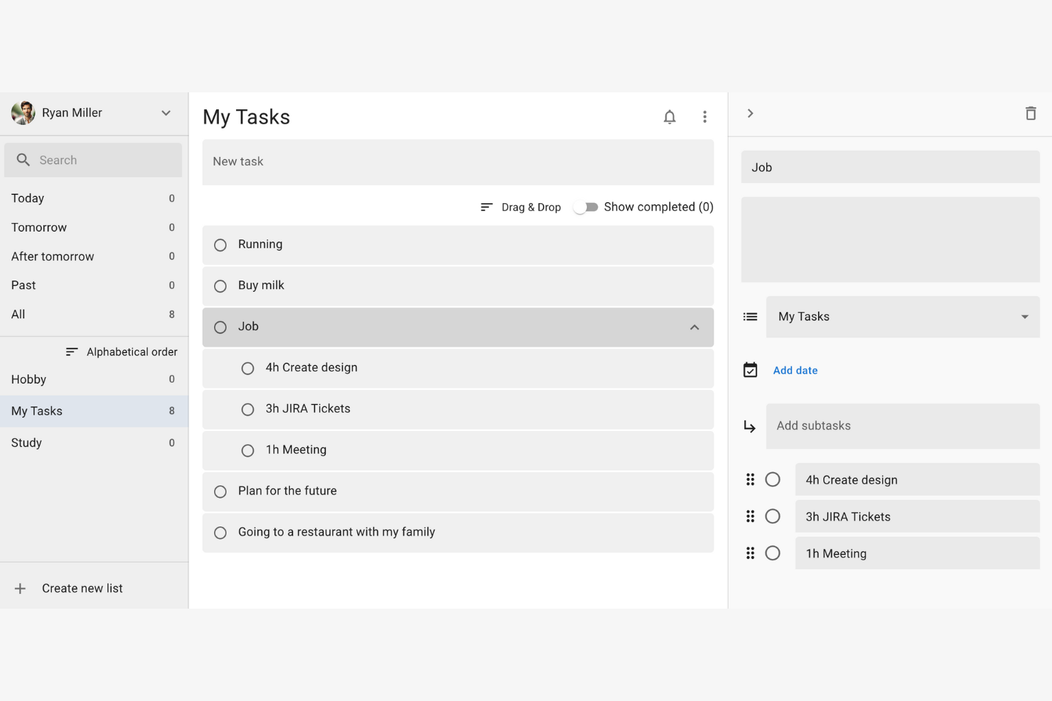 Google Tasks screenshot - 16 meilleures applications de planification quotidienne évaluées en 2026