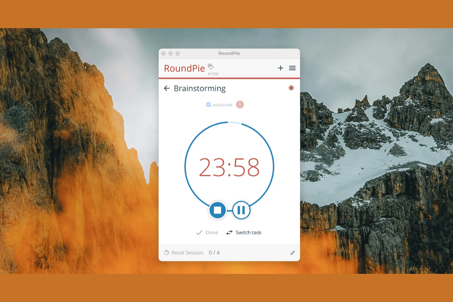RoundPie screenshot - 13 Mejores Aplicaciones de Temporizador Pomodoro Analizadas en 2026
