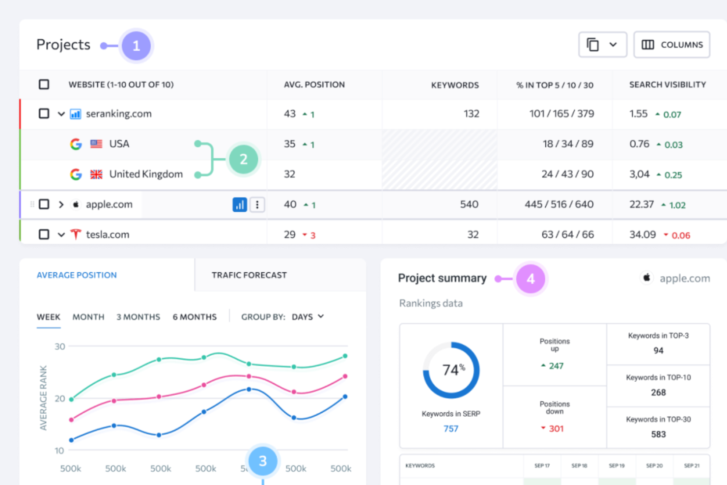 Pro Rank Tracker screenshot - 19 Mejores Software de Seguimiento de Posicionamiento para Agencias Analizados en 2026