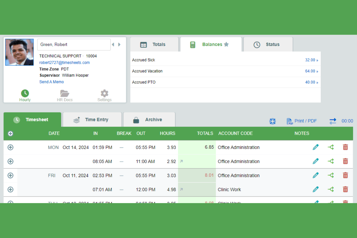Timesheets.com screenshot - 21 Mejores Programas de Control de Tiempo para Pequeñas Empresas Revisados en 2026