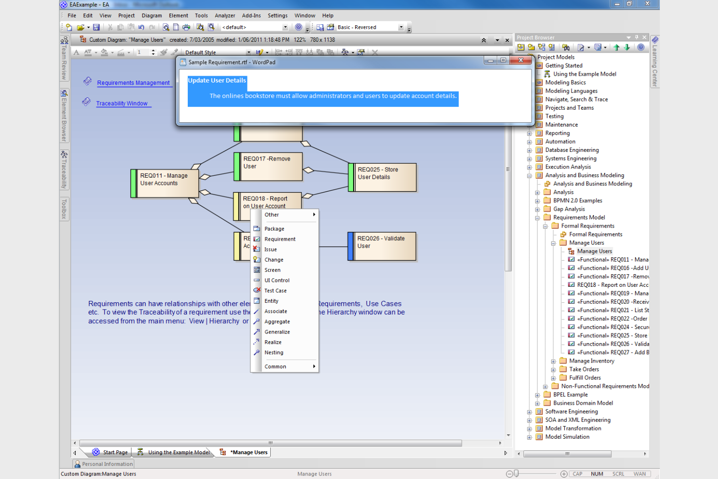 Enterprise Architect screenshot - 15 Mejores Herramientas de Gestión de Requisitos Empresariales Analizadas en 2026