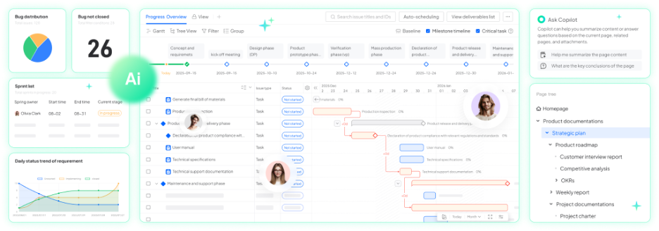 ONES.com screenshot - 14 Beste KI-Gantt-Diagramm-Ersteller im Test 2026