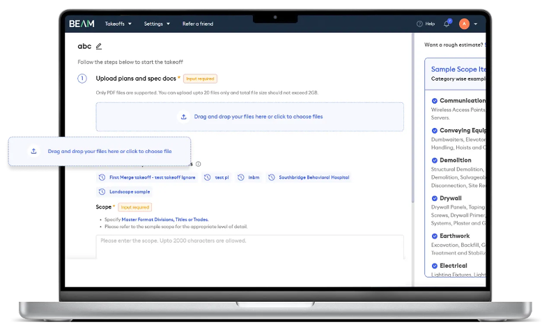Beam AI screenshot - 15 Meilleurs Logiciels d’Estimation de Construction IA Passés en Revue en 2026