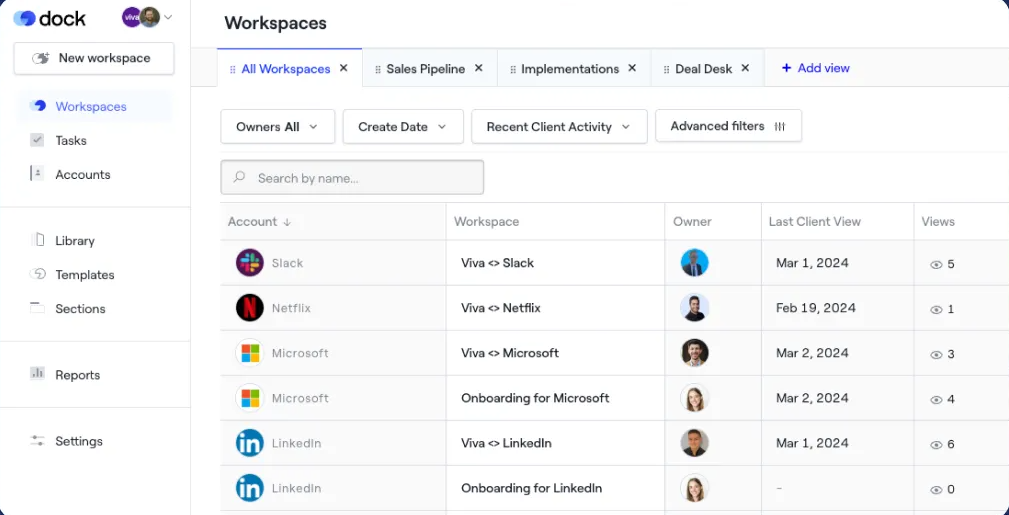 Dock screenshot - 19 meilleurs logiciels d’intégration client par IA examinés en 2026