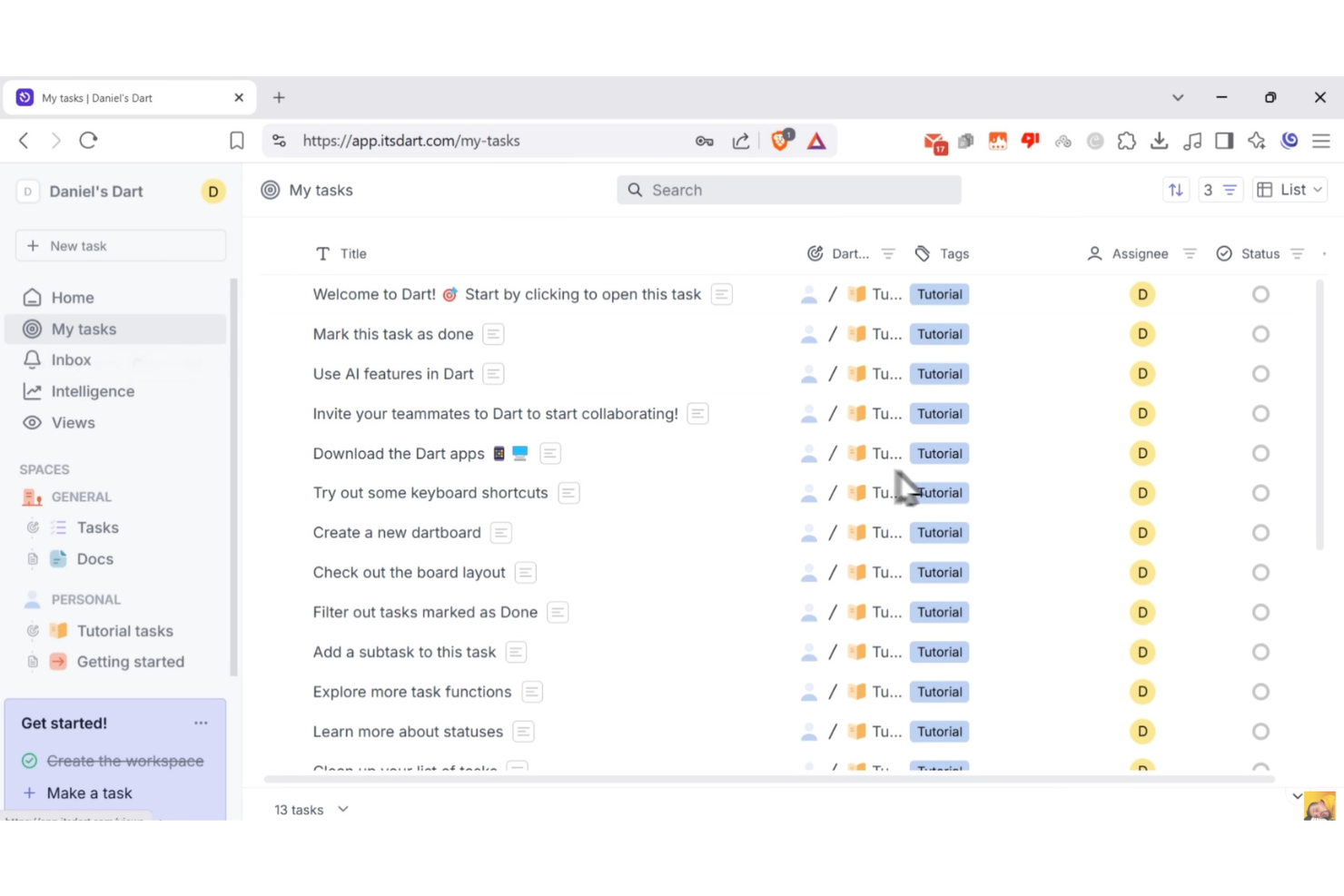 Dart screenshot - 13 Logiciels de Gestion de Projet IA les Plus Simples Passés en Revue en 2026