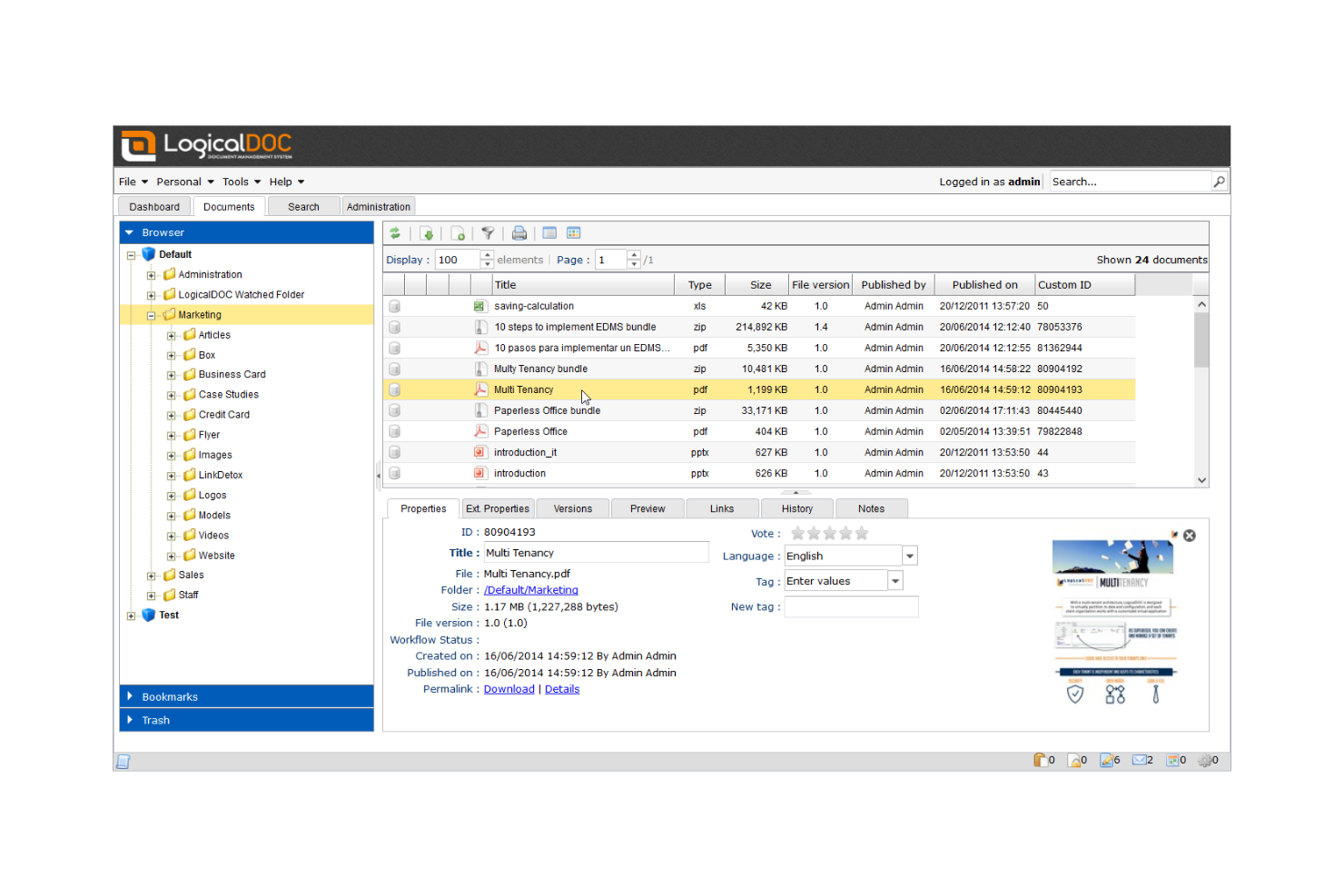 LogicalDOC Community Edition screenshot - 12 Beste Open-Source-Dokumentenmanagementsysteme für 2026