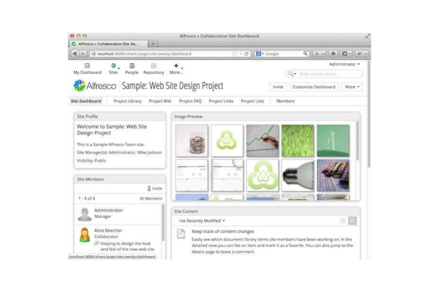 Alfresco Community Edition screenshot - 12 Mejores Sistemas de Gestión de Documentos de Código Abierto para 2026