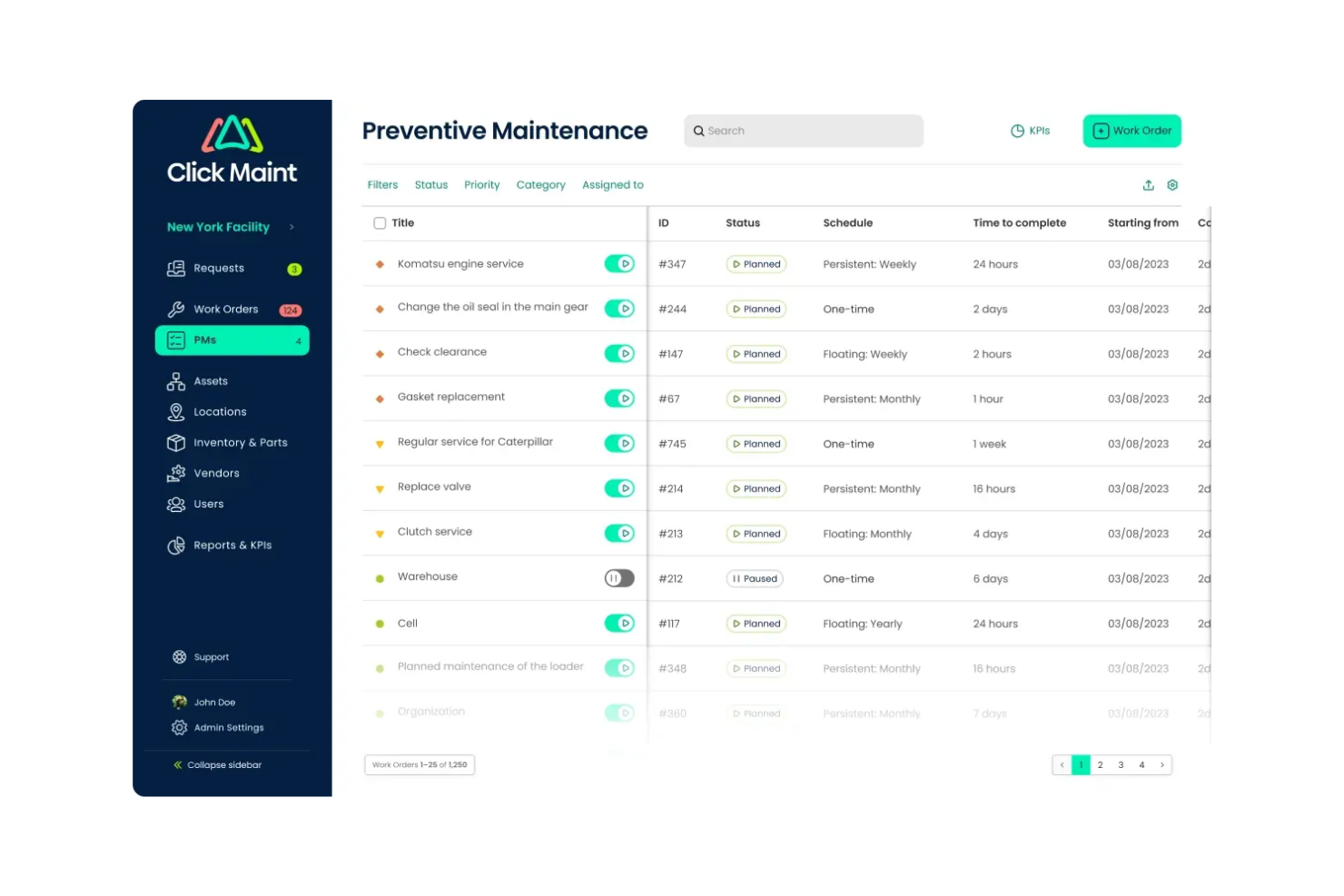Click Maint CMMS screenshot - Die 10 besten Software-Lösungen für das Projektmanagement von Einrichtungen 2026