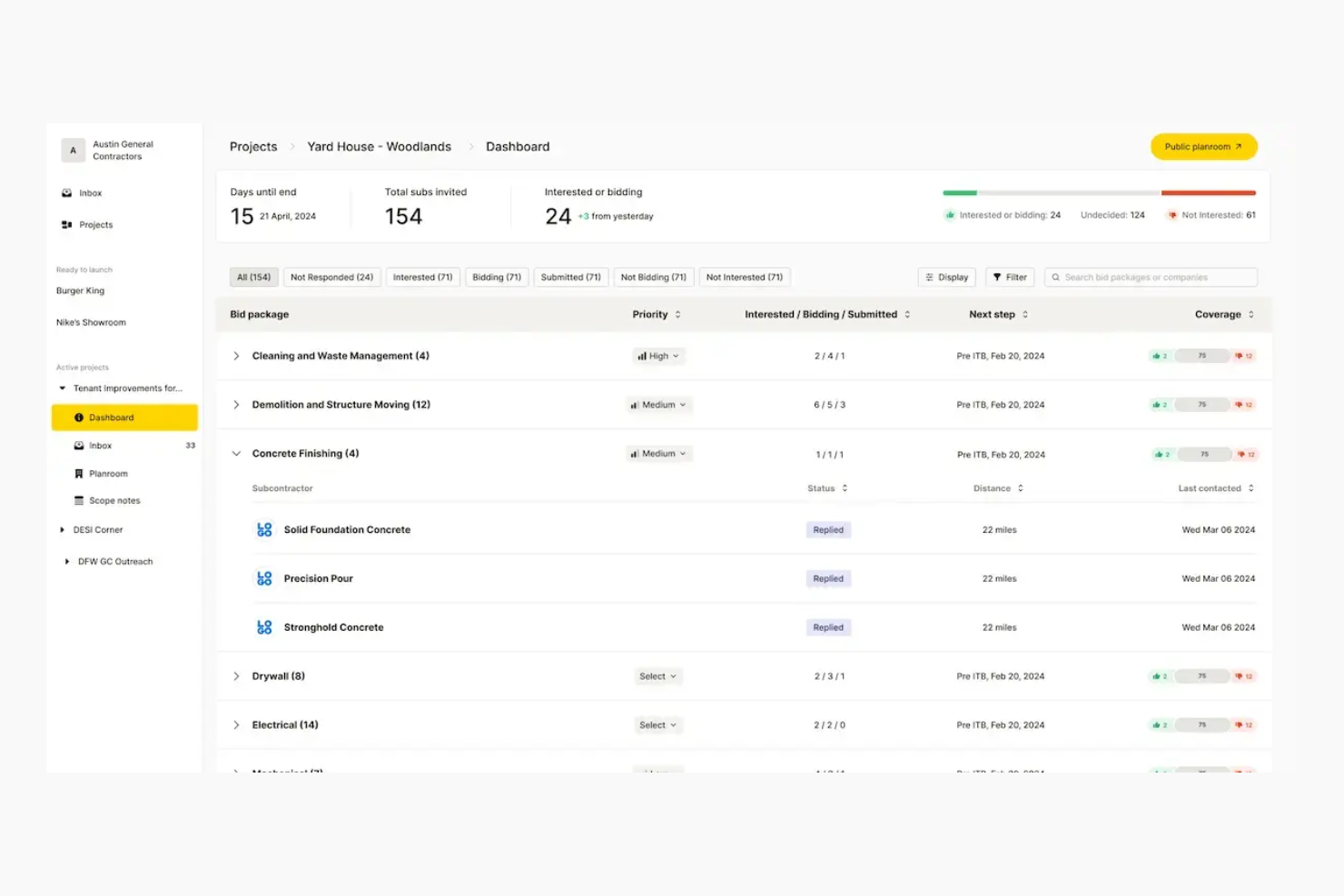 Downtobid screenshot - 10 meilleurs outils d’IA pour la gestion de projets de construction 2026