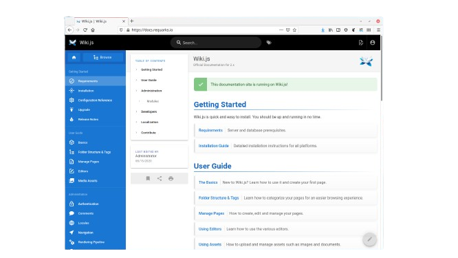 Wiki.js screenshot - 19 Beste Confluence-Alternativen im Test 2026