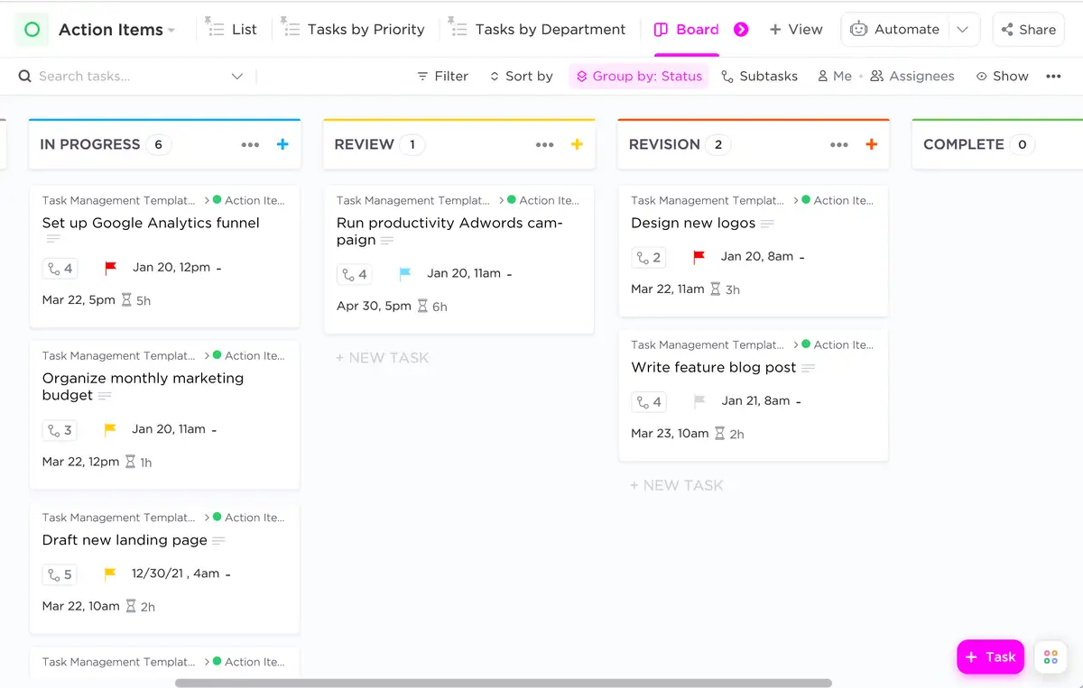 ClickUp screenshot - 10 Mejores Software de Gestores de Tareas con IA Revisados en 2026