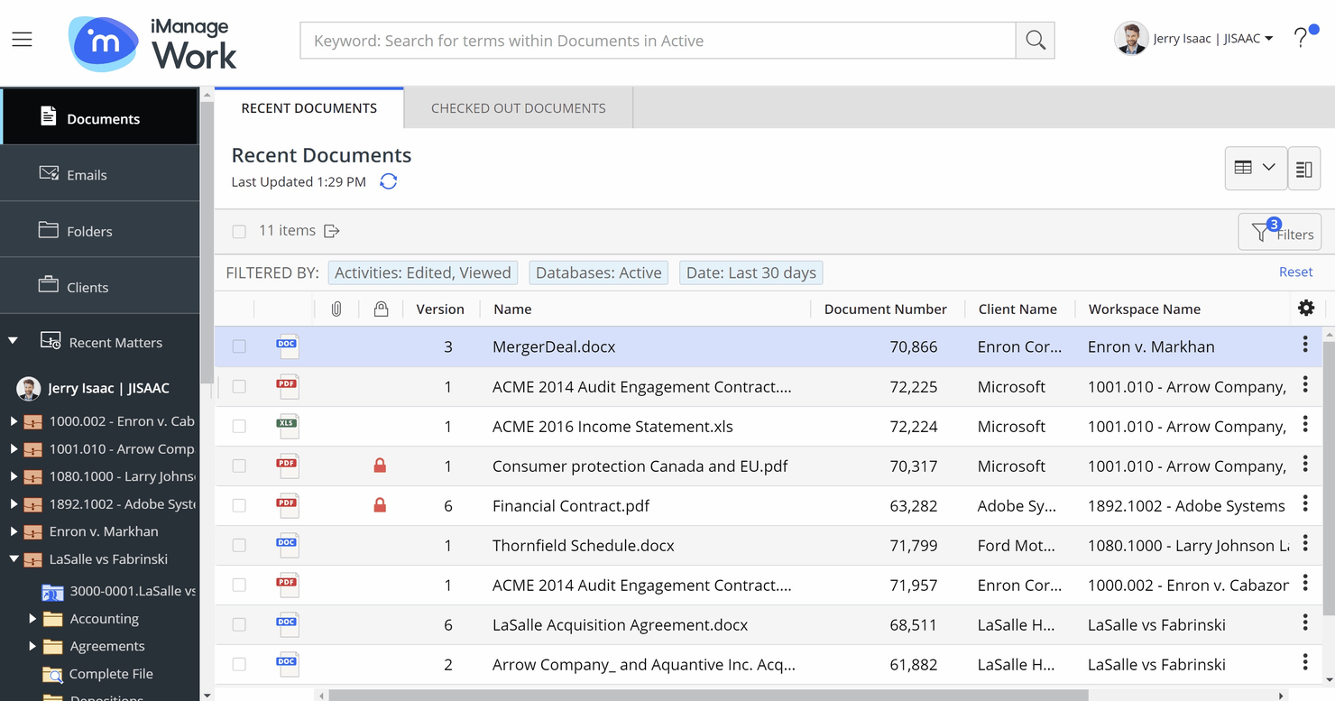 iManage screenshot - Die 10 besten Softwarelösungen für Dokumentenkontrolle im Test 2026
