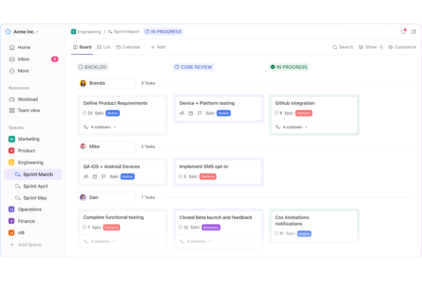 ClickUp screenshot - Las 10 mejores herramientas de colaboración para empresas analizadas para 2026