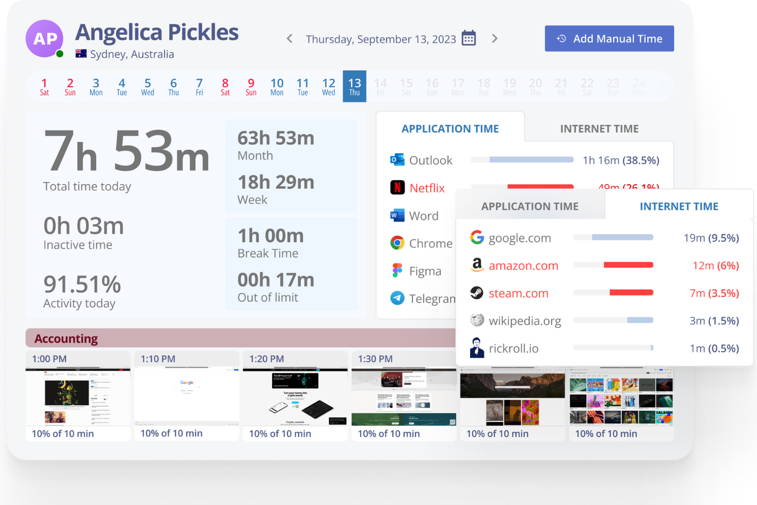 Monitask screenshot - 10 mejores software de seguimiento del tiempo para equipos remotos en 2026