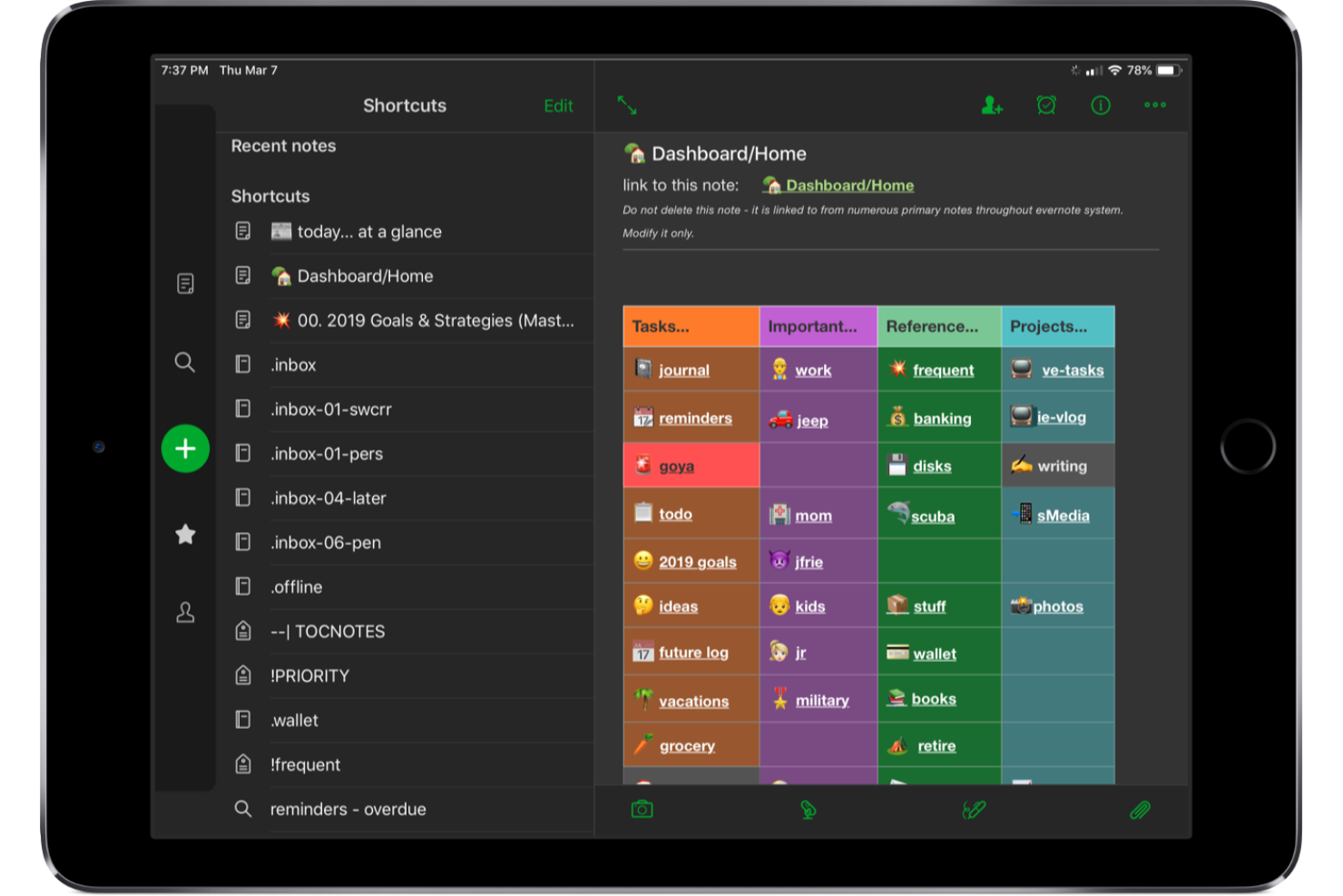 Evernote screenshot - 20 mejores alternativas a Todoist revisadas en 2026