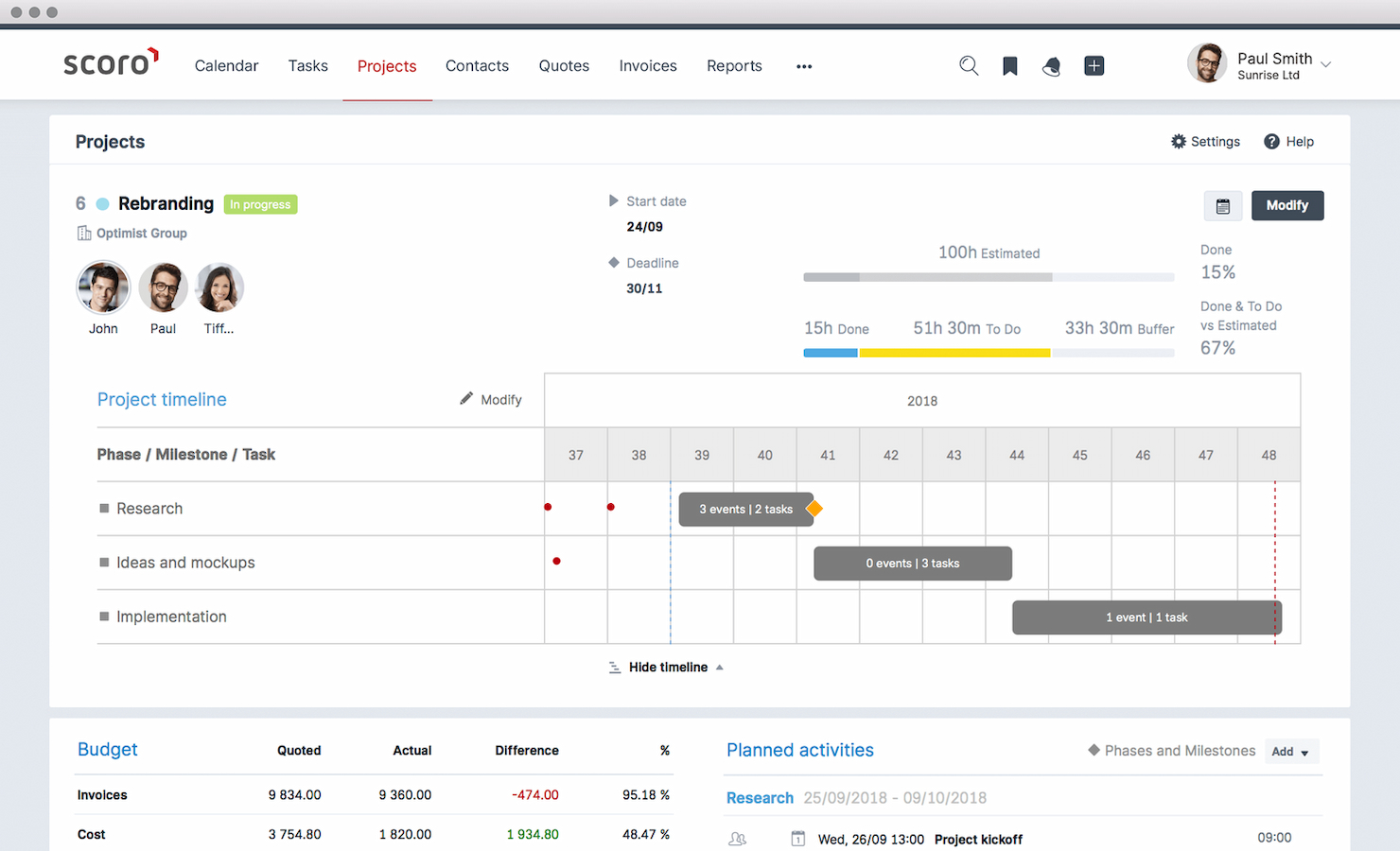 Scoro screenshot - 19 Mejores Alternativas a Paymo Revisadas en 2026