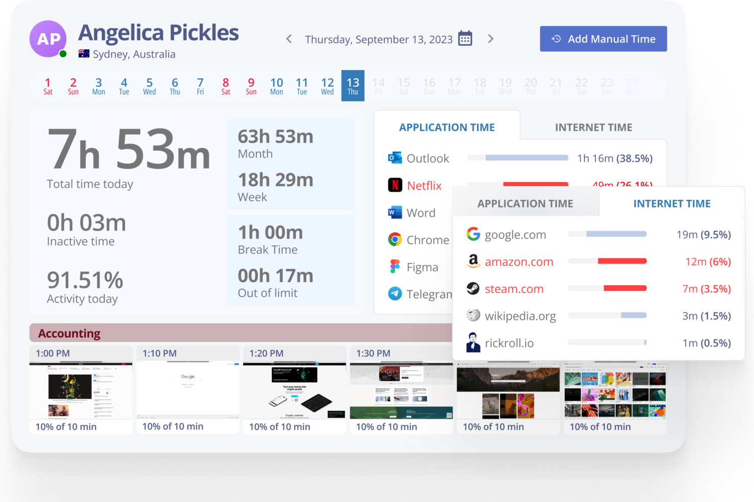 Monitask screenshot - Las 10 mejores alternativas a Hubstaff analizadas en 2026