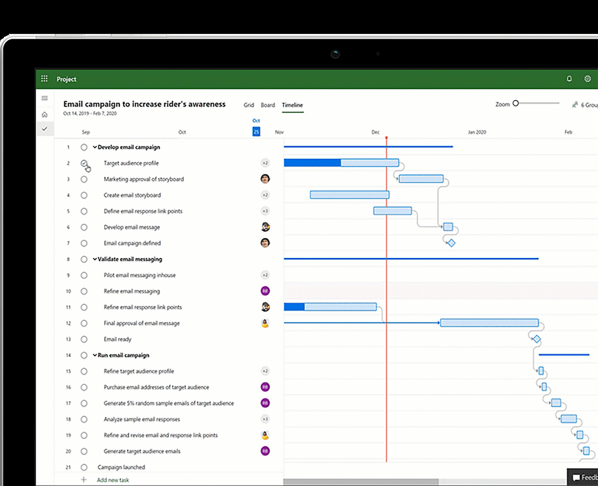 Microsoft Project screenshot - 20 Meilleurs Logiciels de Gestion des Coûts de Projet Passés en Revue en 2026