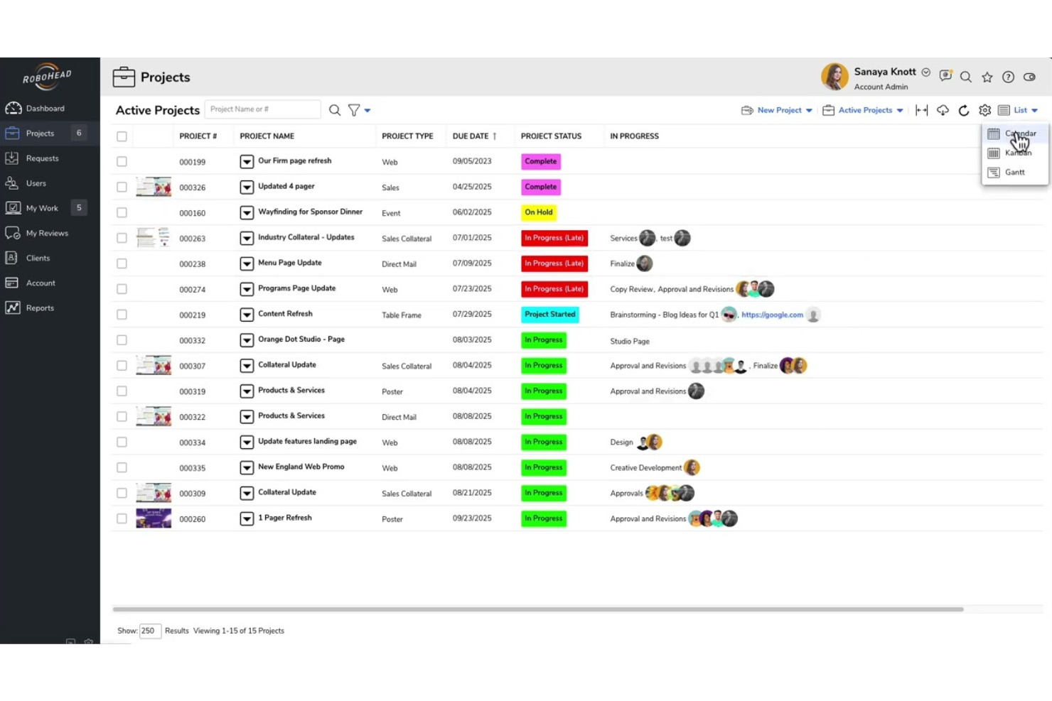 RoboHead screenshot - 29 Mejores Alternativas a Workfront Revisadas en 2026